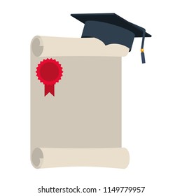 hat graduation with diploma