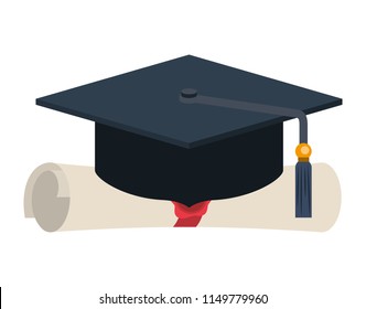 hat graduation with diploma