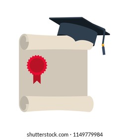 hat graduation with diploma