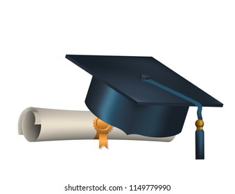 hat graduation with diploma