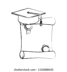 hat graduation with diploma