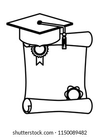 hat graduation with diploma