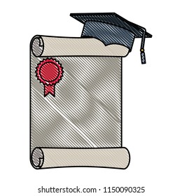 hat graduation with diploma
