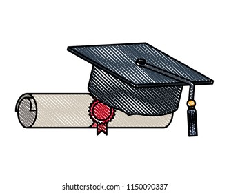 hat graduation with diploma
