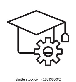 hat graduation with gear line style icon vector illustration design