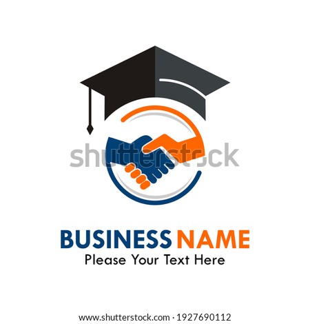 Hat graduation with handshake logo template illustration