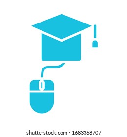 Icono de ilustración vectorial de la graduación con estilo de silueta del ratón