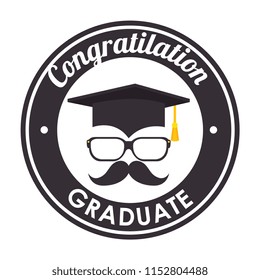 hat graduation with mustache and glasses