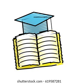 hat graduation with open notebook study