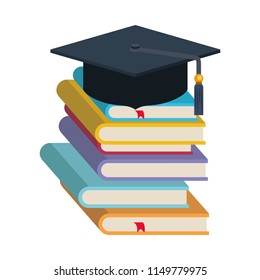 hat graduation with pile books