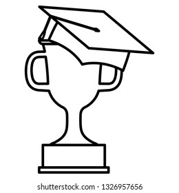 hat graduation with trophy cup