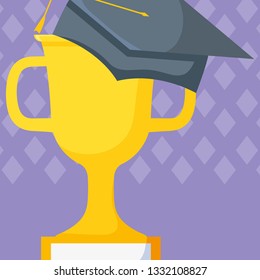 hat graduation with trophy cup