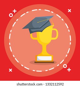 hat graduation with trophy cup