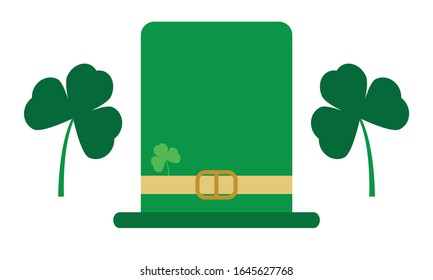 Hat and green clovers for St. Patrick.