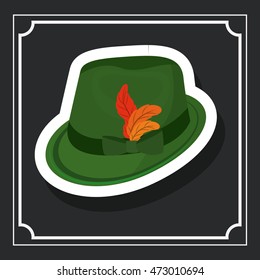 hat green leaf accessory cloth traditional oktoberfest icon. Colorful and Flat design. Vector illustration