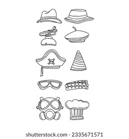 hat hand drawn doodle illustrations vector set