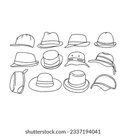 hat hand drawn doodle illustrations vector set