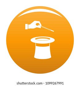 Hat with hand icon. Simple illustration of hat with hand vector icon for any design orange