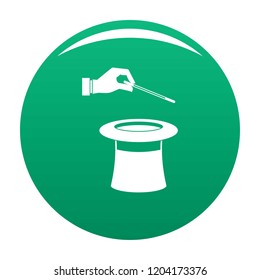Hat with hand icon. Simple illustration of hat with hand vector icon for any design green