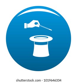 Hat with hand icon vector blue circle isolated on white background 