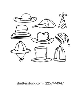 hat handrawn doodle art illustrations vector
