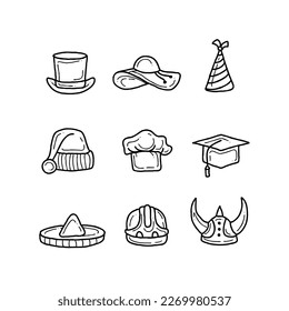 hat handrawn doodle illustrations vector