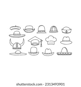 hat handrawn doodle illustrations vector set