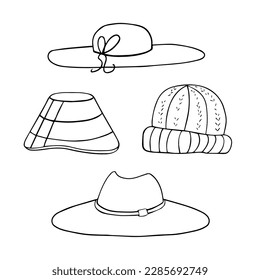 hat hats style fashion head line illustration on white background