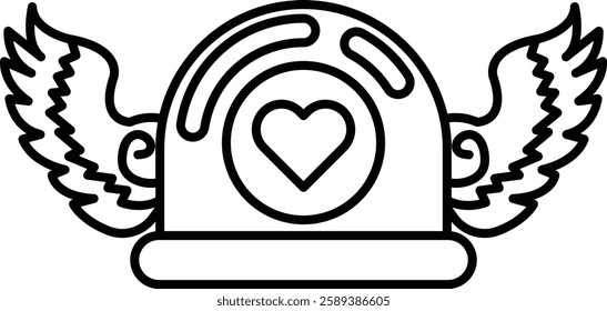 A hat with a heart and wings on it