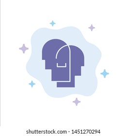 Hat, Human, Empathy, Feelings Blue Icon on Abstract Cloud Background