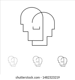 Hat, Human, Empathy, Feelings Bold and thin black line icon set