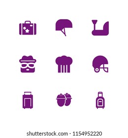 hat icon. 9 hat set with suitcase, heisenberg, vacation and construction and tools vector icons for web and mobile app