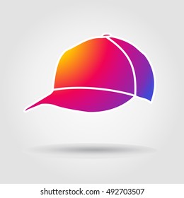 Hat icon. Baseball hat icon Instagram New color. New colorful style 2023 Sunset Smartphone icon concept. Instagram logo gradient. For social media app design. Facebook, twitter, camera, Sport, Travel