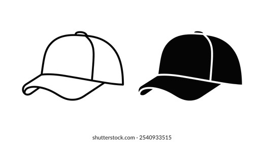 Hat icon black baseball cap icon illustration isolated on white background