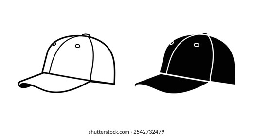 Hat icon black baseball cap icon illustration isolated on white background