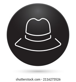 Hat icon, black circle button, vector illustration.