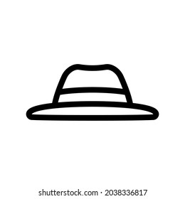 Hat icon. Black contour linear silhouette. Front side view. Vector simple flat graphic illustration. The isolated object on a white background. Isolate.