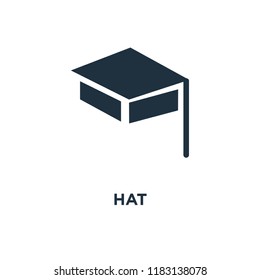 Hat icon. Black filled vector illustration. Hat symbol on white background. Can be used in web and mobile.