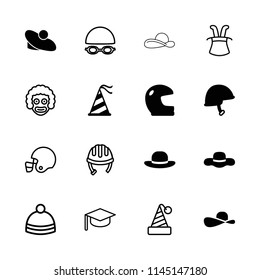 Hat icon. collection of 16 hat filled and outline icons such as helmet, clown. editable hat icons for web and mobile.