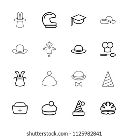 Hat icon. collection of 16 hat outline icons such as helmet. editable hat icons for web and mobile.