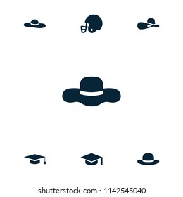 Hat icon. collection of 7 hat filled icons such as . editable hat icons for web and mobile.