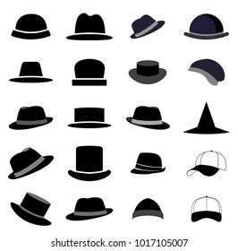 Hat icon collection in black color