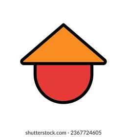 Hat icon colored outline red orange colour chinese new year vector element and symbol perfect.