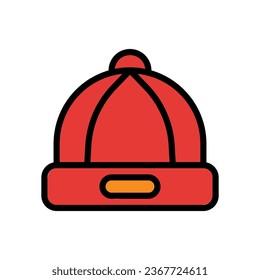 Hat icon colored outline red orange colour chinese new year vector element and symbol perfect.