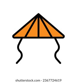 Símbolo perfecto del símbolo y del elemento vector del año nuevo chino de color rojo de un icono de sombrero con un contorno de color naranja rojo.