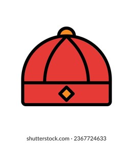 Hat icon colored outline red orange colour chinese new year vector element and symbol perfect.