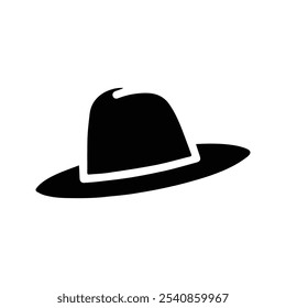 Hat Icon. Cowboy Hat. Vector Illustration. Customizable thin line illustration.  Editable stroke.