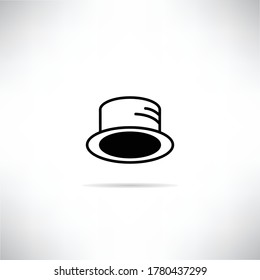 hat icon with drop shadow vector illustration