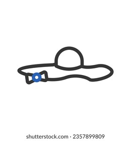 Icono de sombrero duocolor azul verano gris de la playa elemento vector y símbolo perfecto.