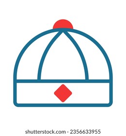 Hat icon duotone red blue colour chinese new year vector element and symbol perfect.